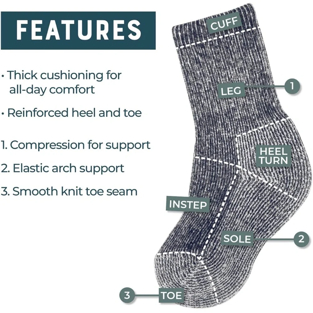 Youth Grey Merino Wool Socks - Pack of 3 NEW